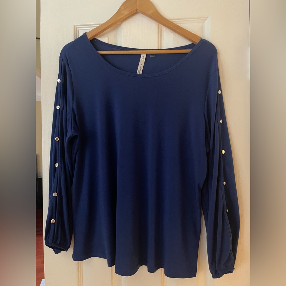 Blue Blouse with cut out sleeves
